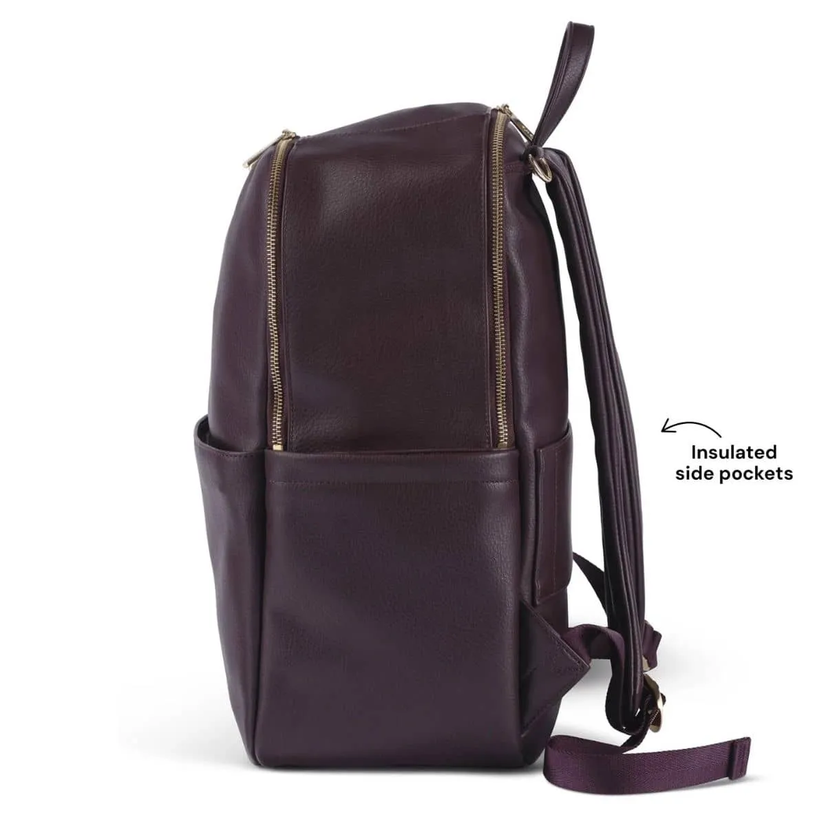 OiOi Vegan Leather Multitasker Nappy Backpack - Mulberry