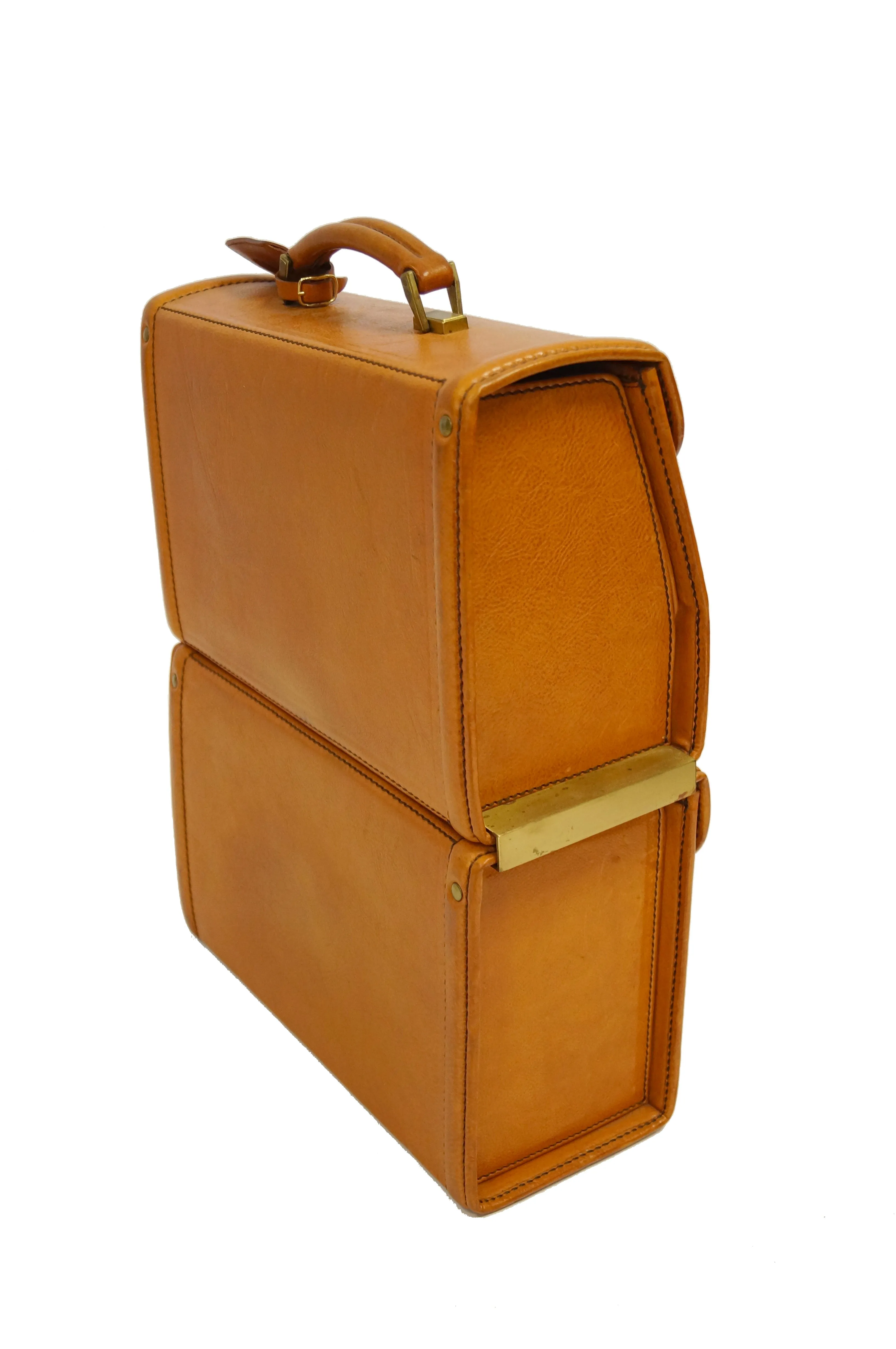 Rare 1990s Schedoni for Ferrari 348 355 Tan Italian Leather Console Luggage