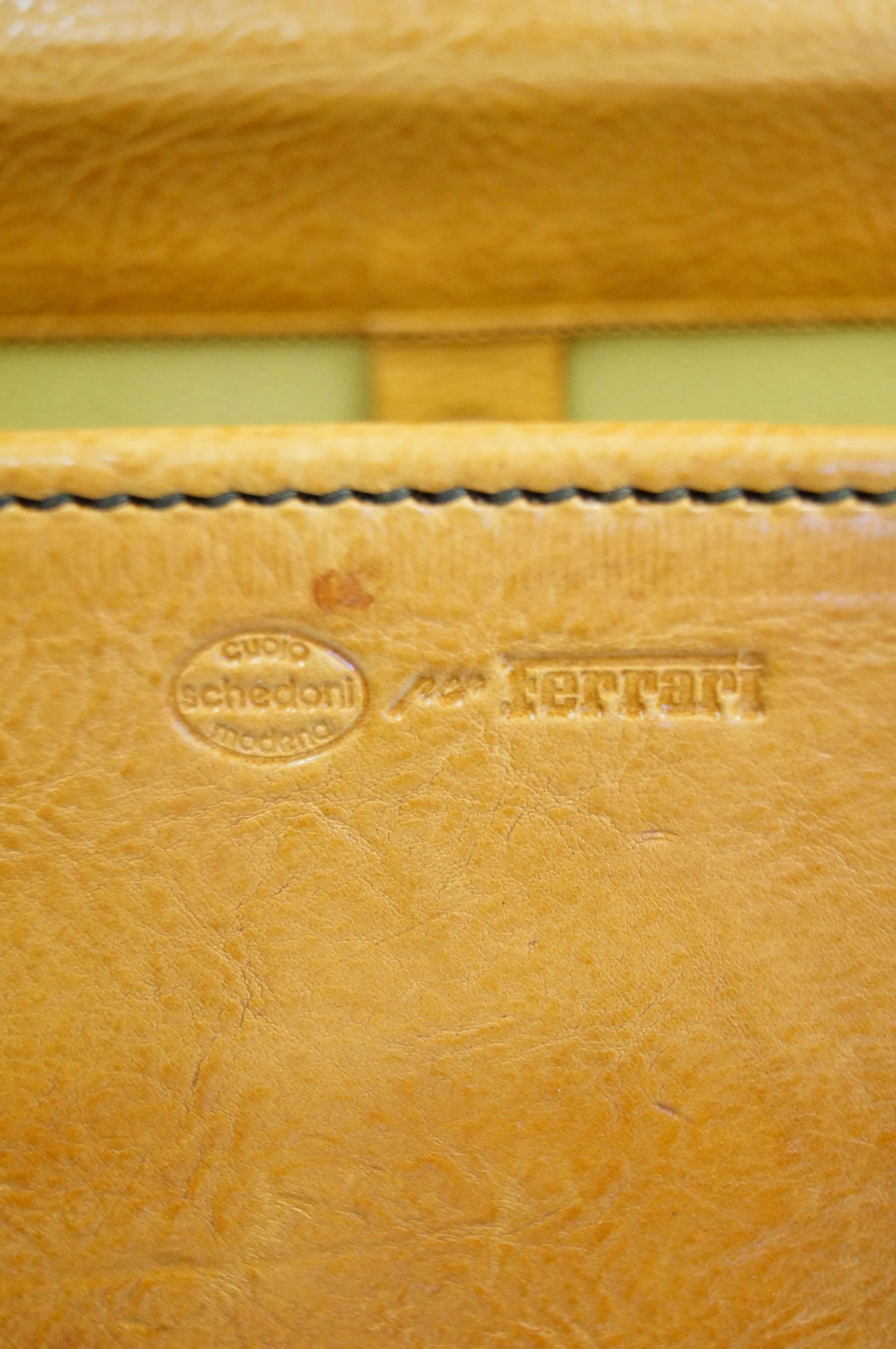 Rare 1990s Schedoni for Ferrari 348 355 Tan Italian Leather Console Luggage