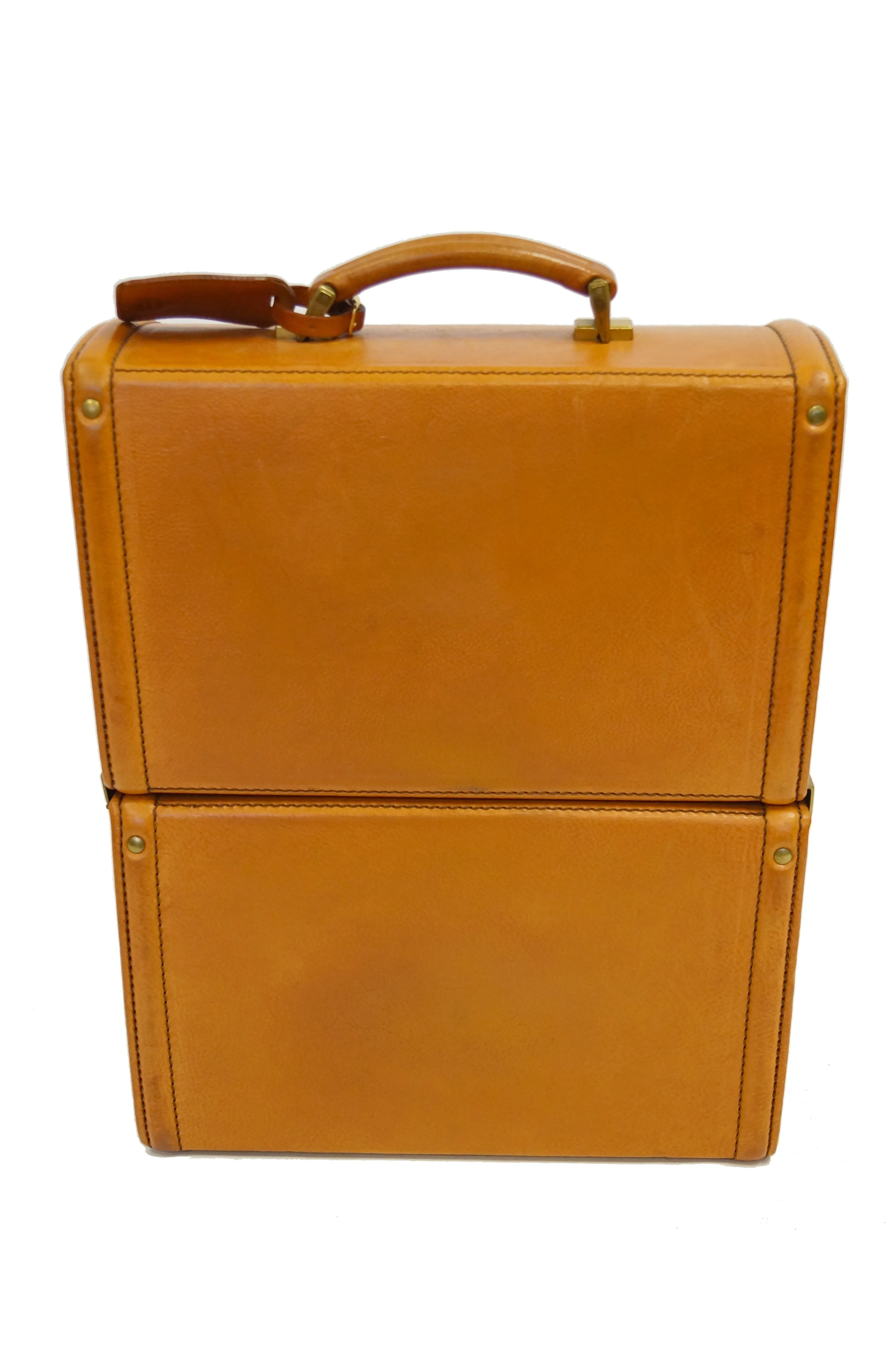 Rare 1990s Schedoni for Ferrari 348 355 Tan Italian Leather Console Luggage