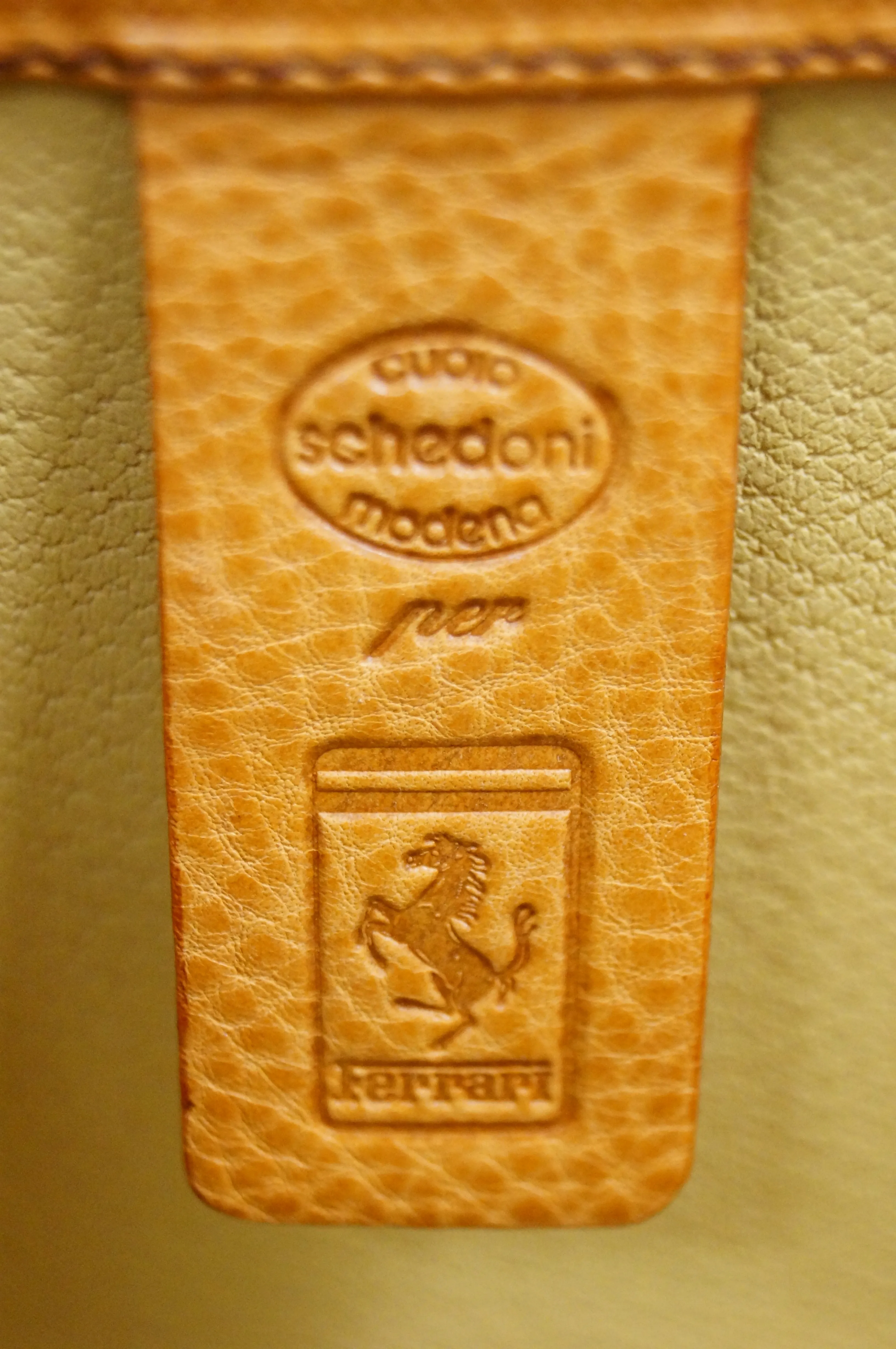 Rare 1990s Schedoni for Ferrari 348 355 Tan Italian Leather Console Luggage