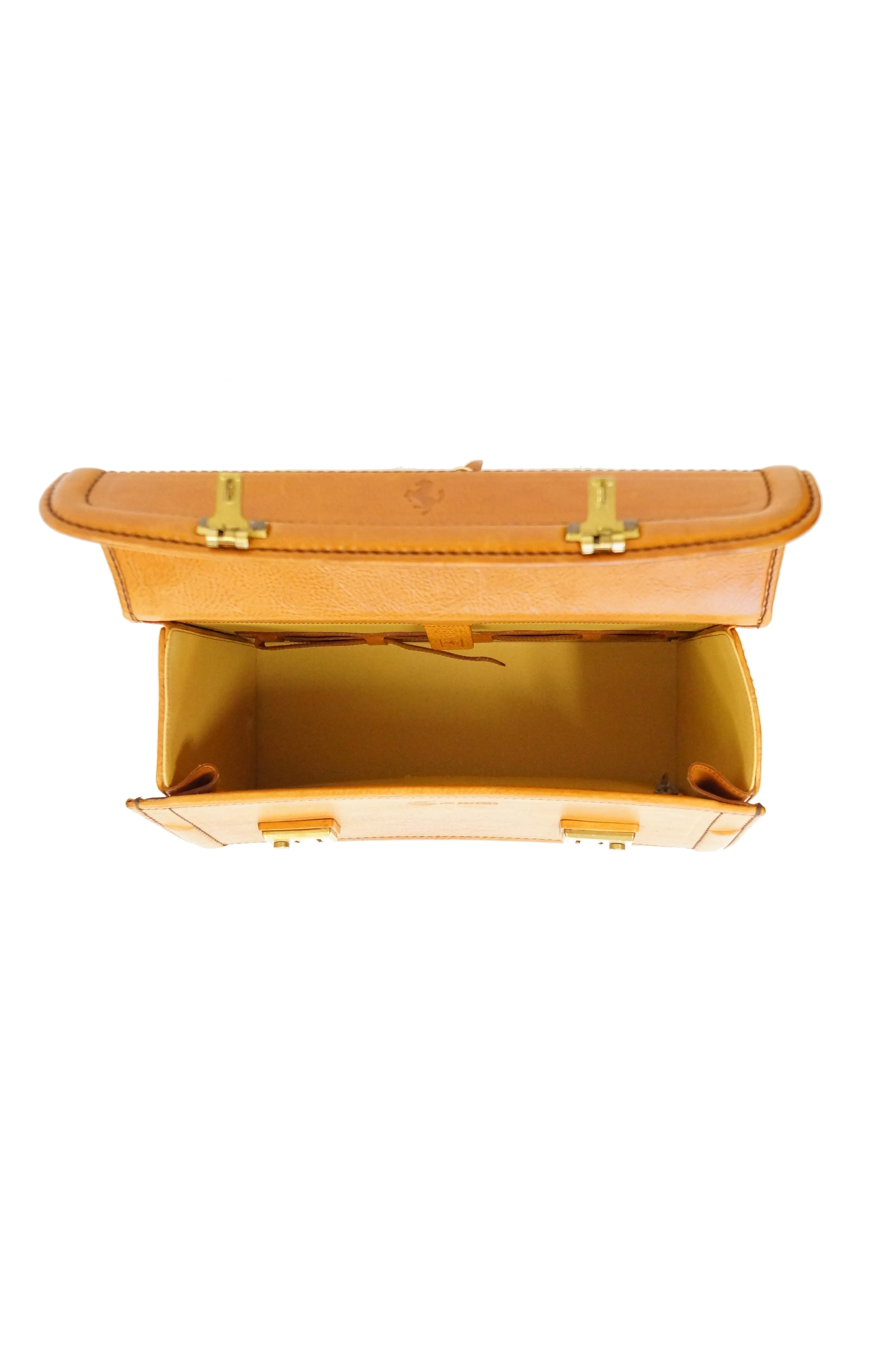 Rare 1990s Schedoni for Ferrari 348 355 Tan Italian Leather Console Luggage