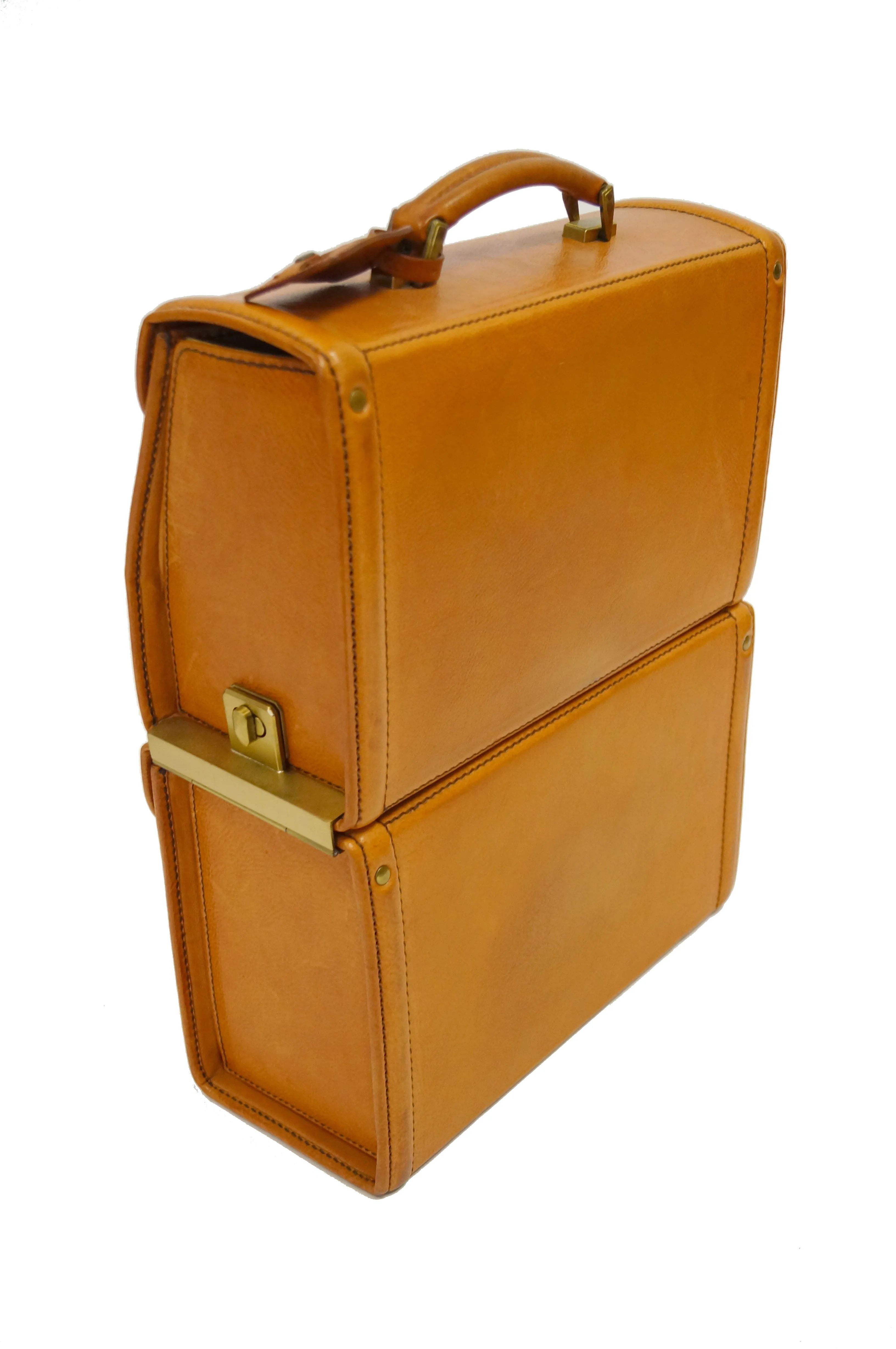 Rare 1990s Schedoni for Ferrari 348 355 Tan Italian Leather Console Luggage