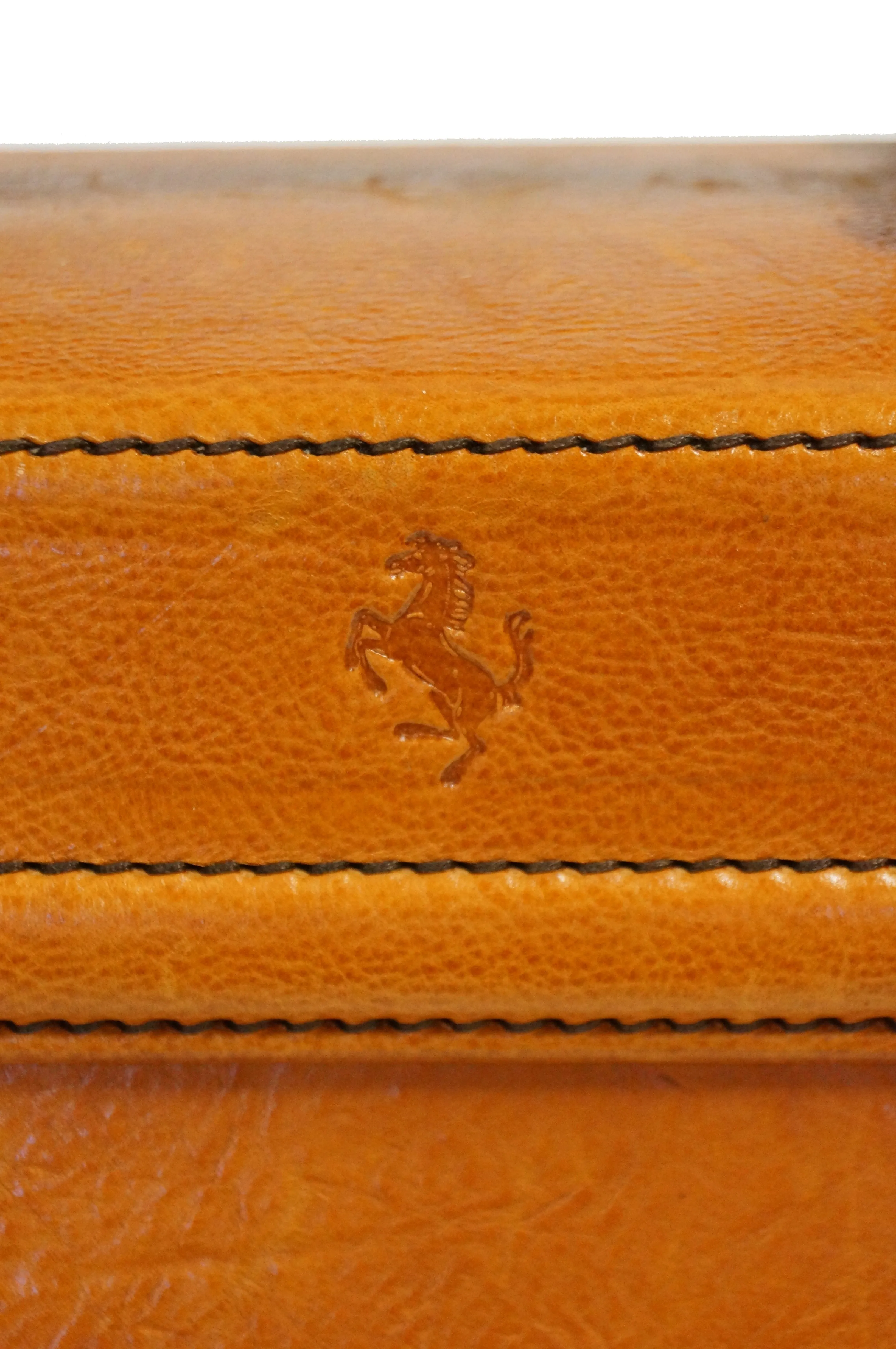 Rare 1990s Schedoni for Ferrari 348 355 Tan Italian Leather Console Luggage