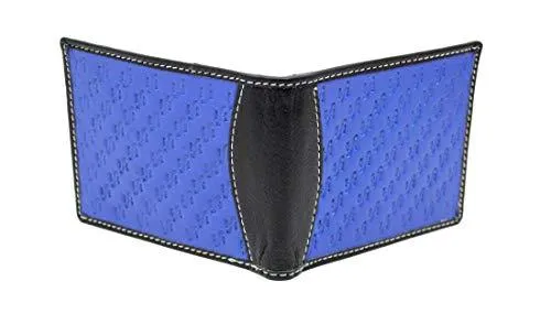 STARHIDE Mens RFID Blocking Genuine Soft Leather Flip Up ID Pocket Wallet 1165 Blue/Black