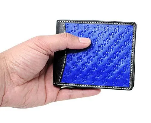 STARHIDE Mens RFID Blocking Genuine Soft Leather Flip Up ID Pocket Wallet 1165 Blue/Black