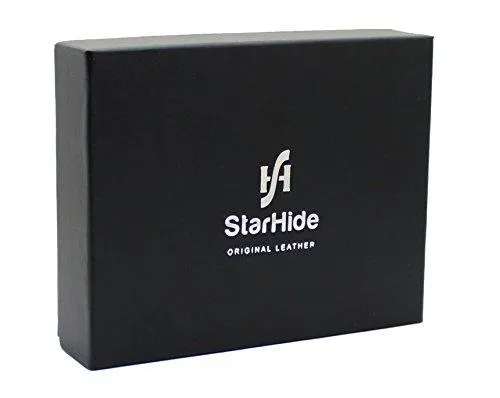 STARHIDE Mens RFID Blocking Genuine Soft Leather Flip Up ID Pocket Wallet 1165 Blue/Black