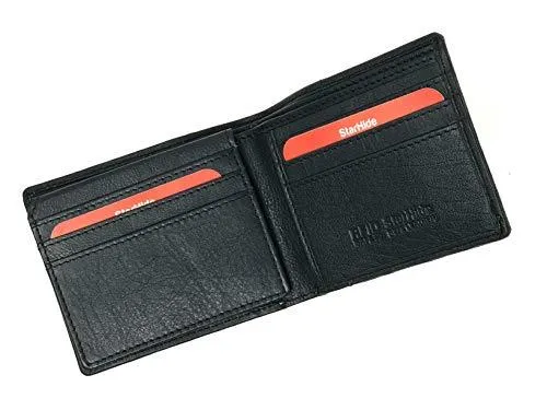 STARHIDE Mens RFID Blocking Genuine Soft Leather Flip Up ID Pocket Wallet 1165 Blue/Black