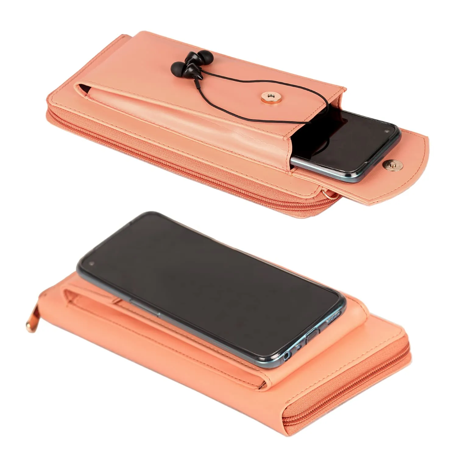 THE CLOWNFISH Siona Ladies Wallet Womens Sling Bag with Front Mobile Pocket (Peach)