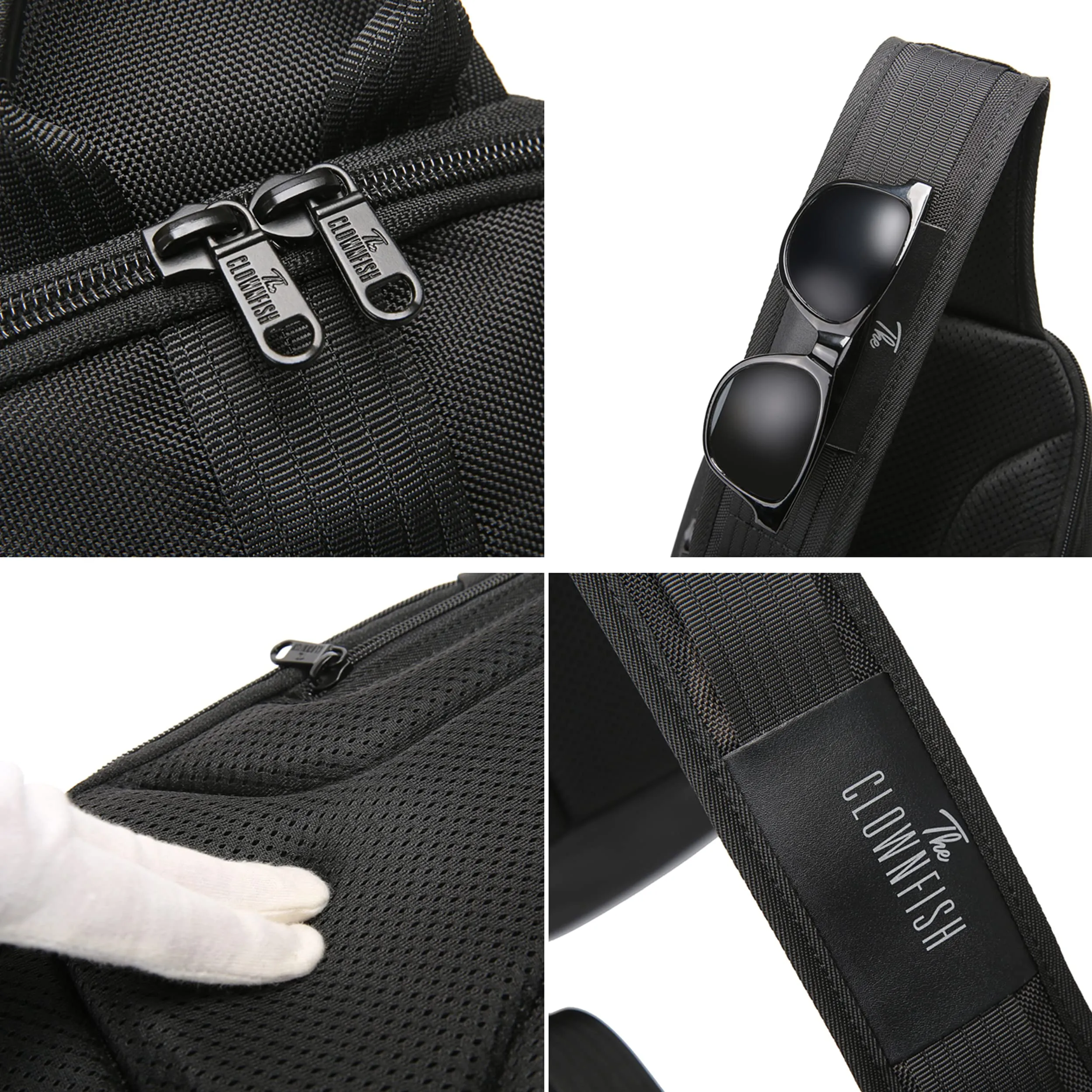 THE CLOWNFISH Unisex-Adult Anti Theft Water Resistant Utility Crossbody Sling Bag With Usb Charging (Black)