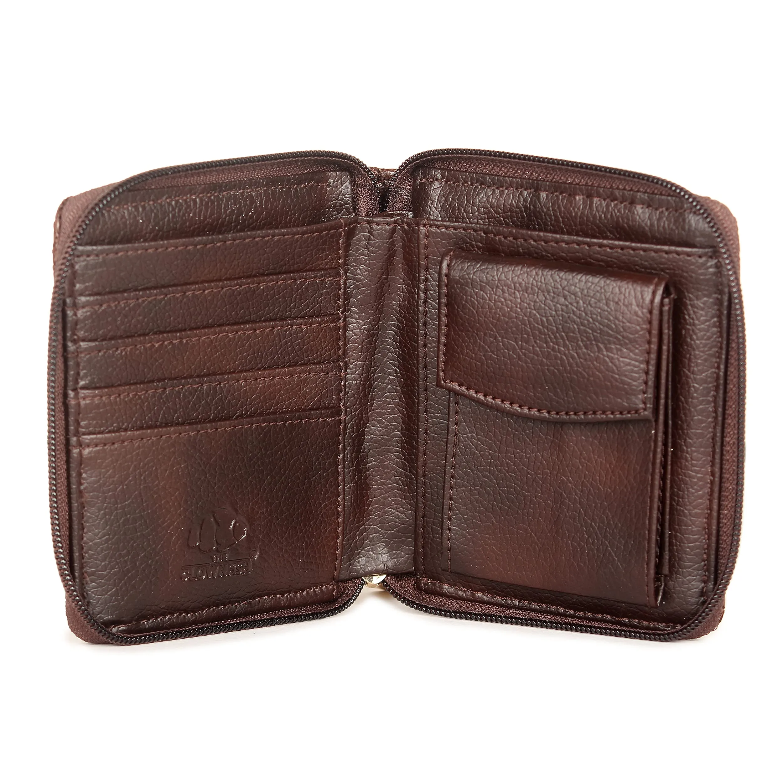 THE CLOWNFISH Zia Genuine Leather Bi-Fold Zip Around Wallet for Women with Multiple Card Slots & Coin Pocket (Light Peach)