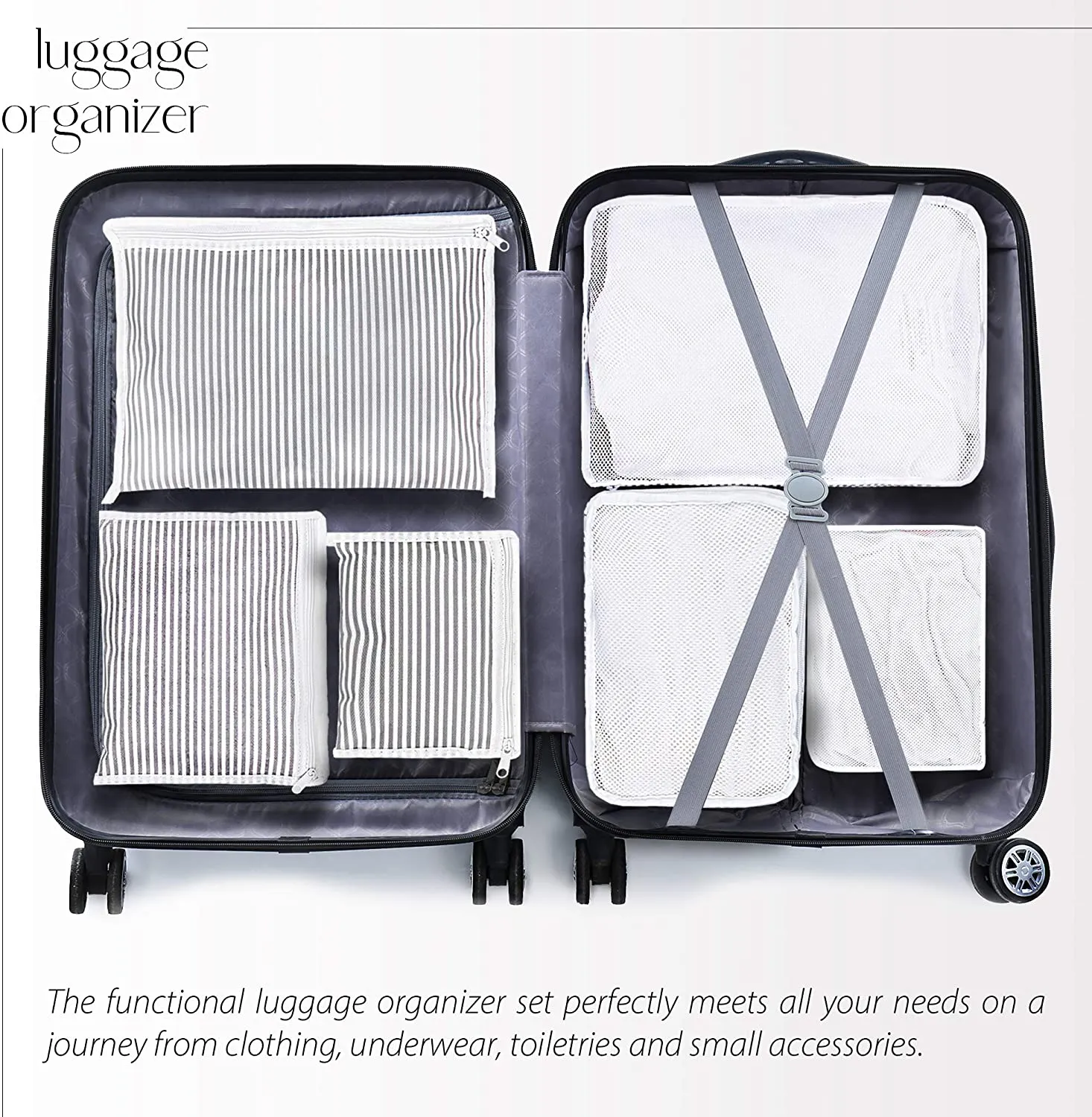 Travel Luggage Organizer (6 Pack)-Grey