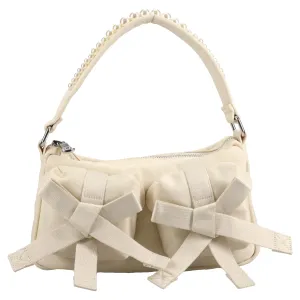 UTILITY BOW POCKET POCHETTE BAG W/EMB / STONE/PERAL