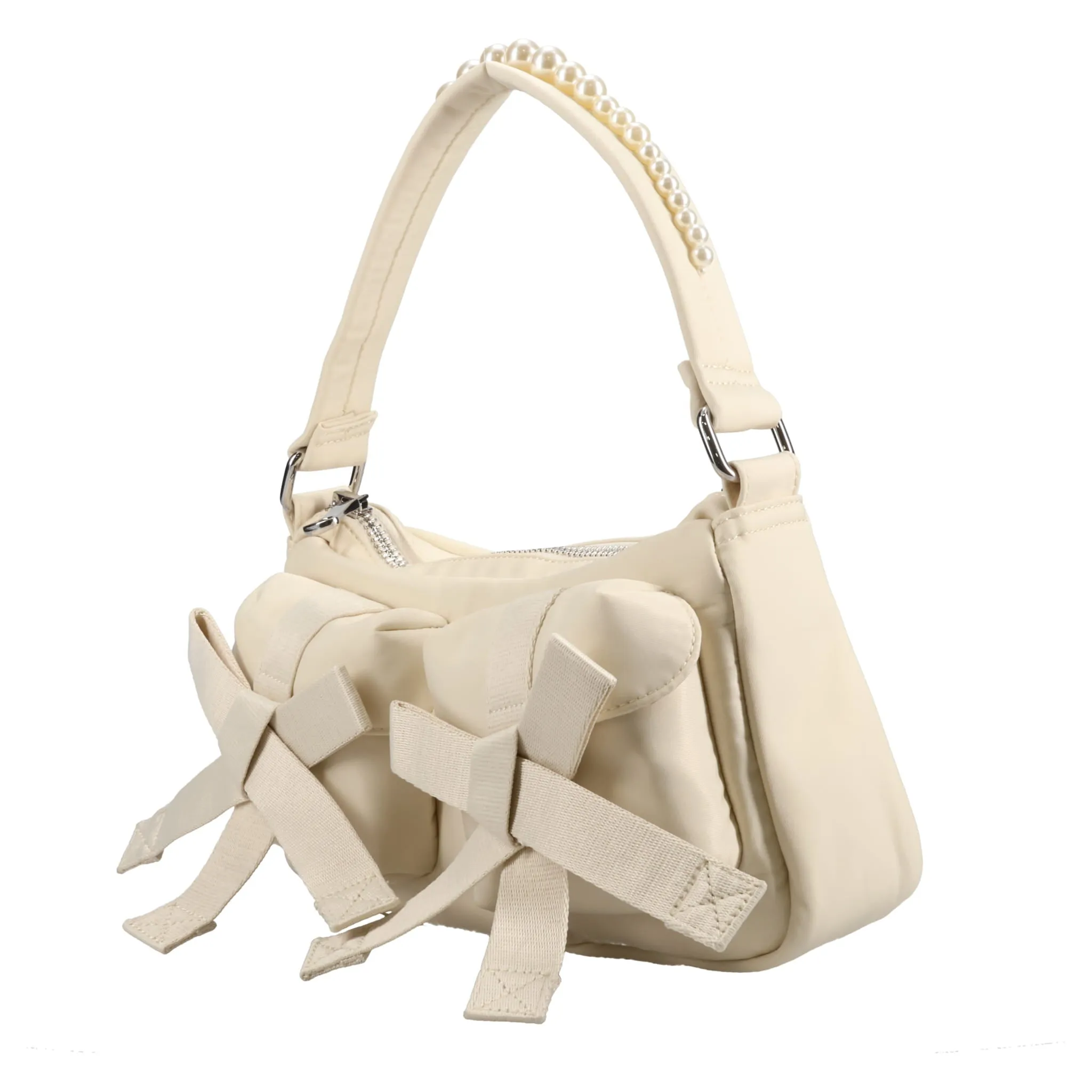 UTILITY BOW POCKET POCHETTE BAG W/EMB / STONE/PERAL