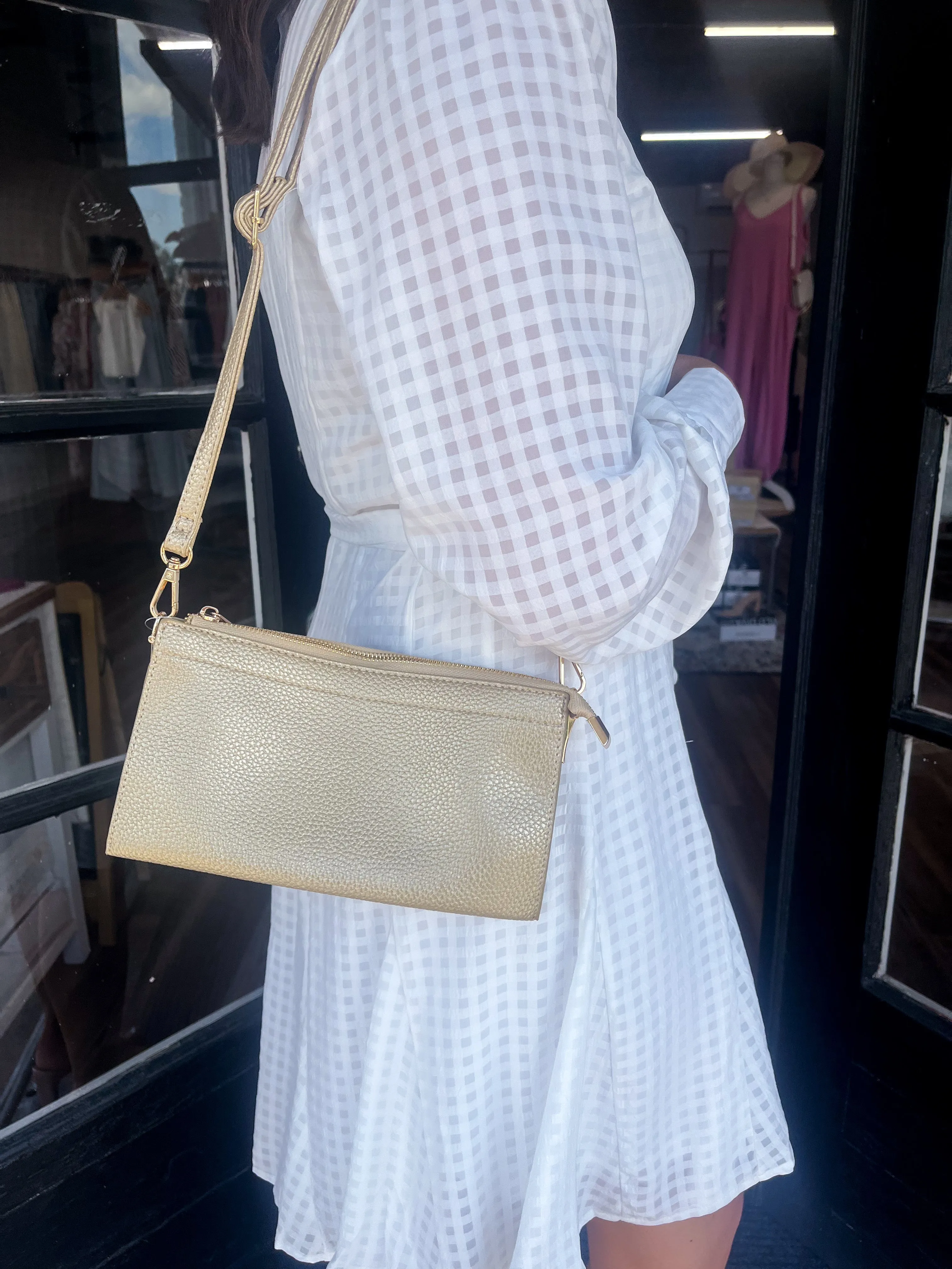Vegan Leather Crossbody & Wristlet Combo