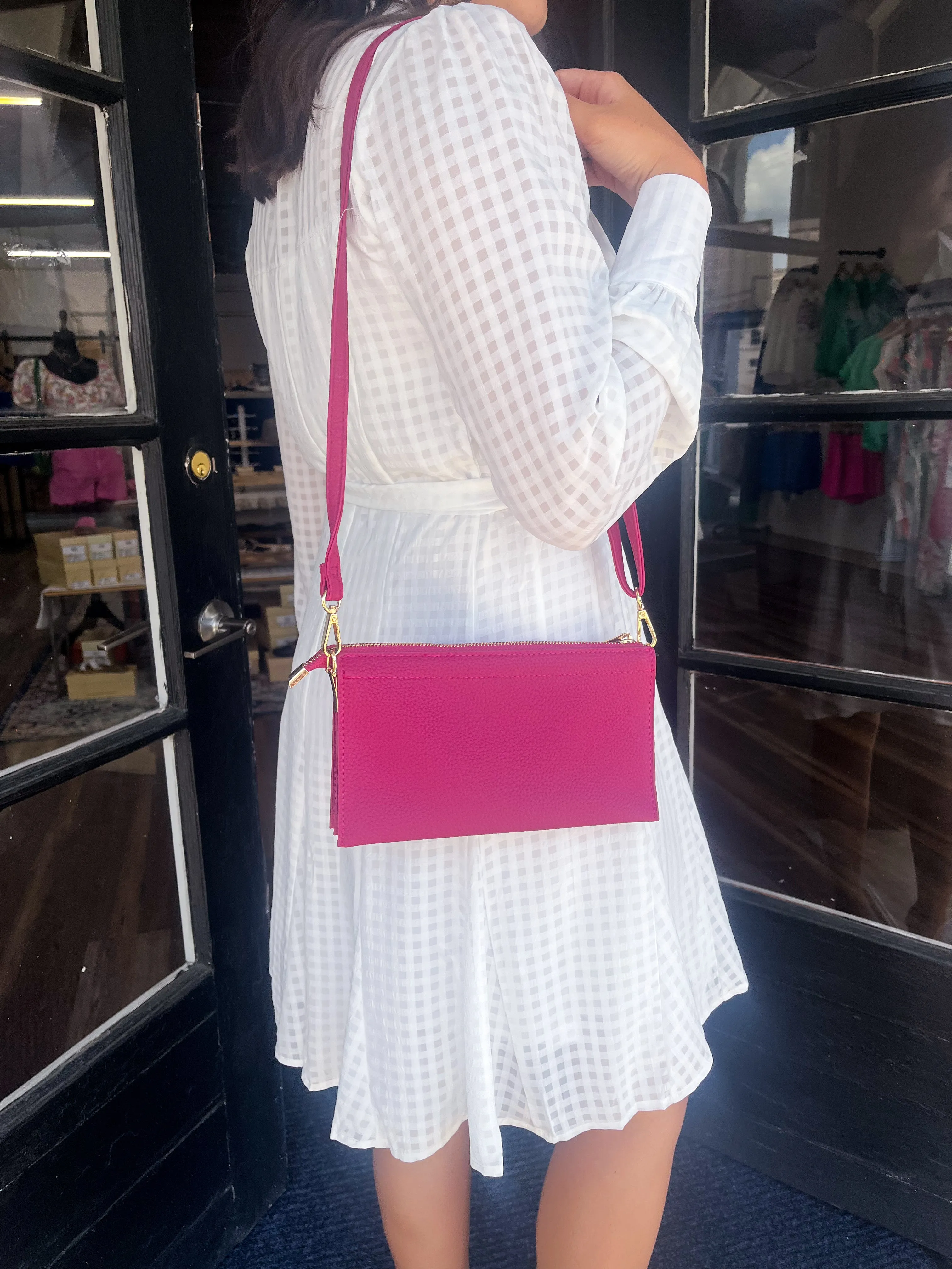 Vegan Leather Crossbody & Wristlet Combo